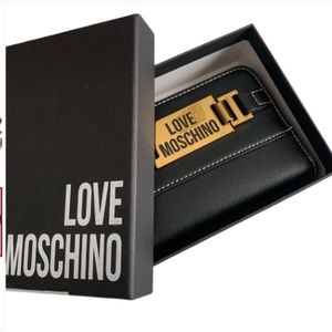 BOXED Auth LOVE MOSCHINO Faux Leather Zippered Wallet *MINT*